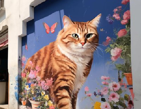 腾冲自己绘制有个性的手绘墙