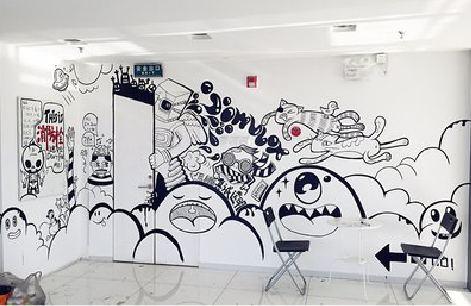 腾冲手绘墙并非传统涂鸦。